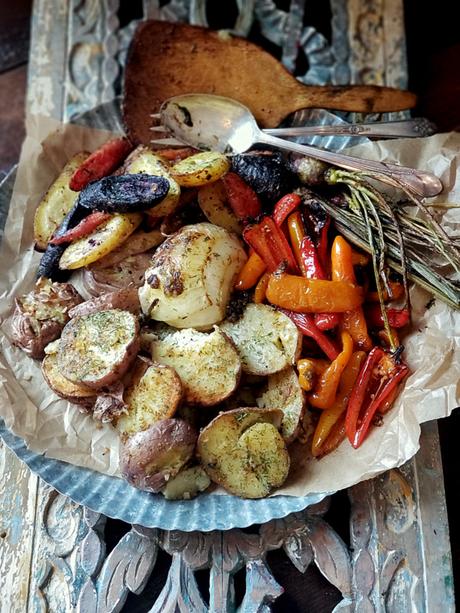 oven roasted garlic and herb veggies