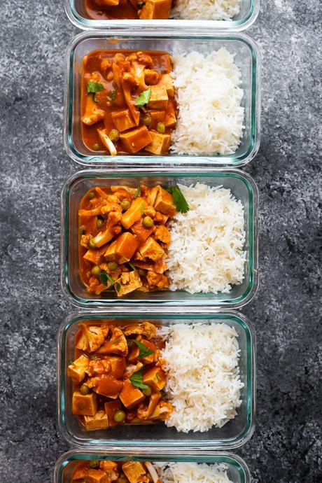 slow cooker tikka masala in meal prep containers