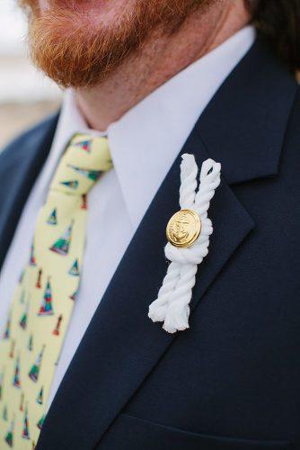 nautical wedding boutonniere with rope and anchor mens tie with ships birds of a feather photography