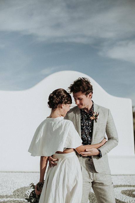 Alternative styled elopement shoot in Santorini