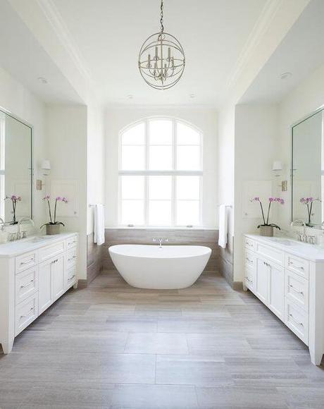 Master Bathroom Ideas Large White with Face-To-Face Vanity