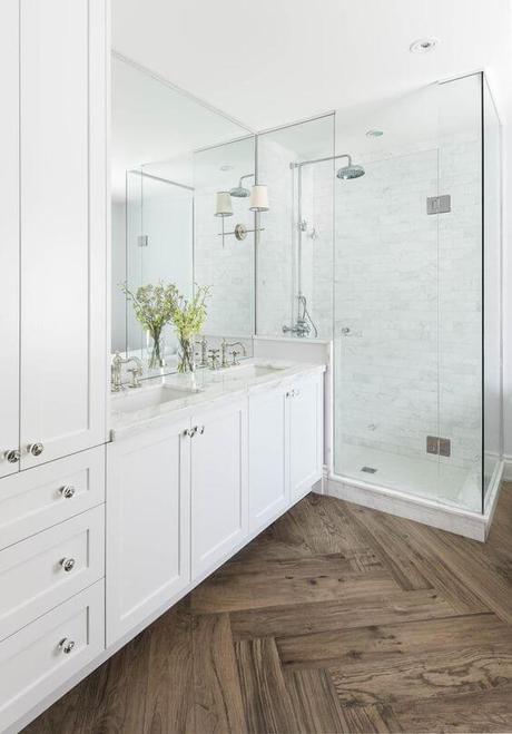 White Master Bathroom Ideas with Walk-In Shower