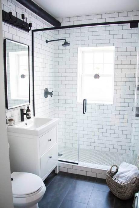 Modern White Subway Master Bathroom Ideas