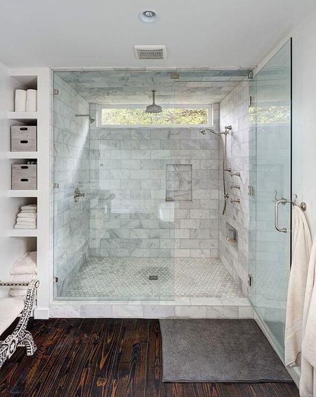 Dark Wood Floor in Master Bathroom Ideas