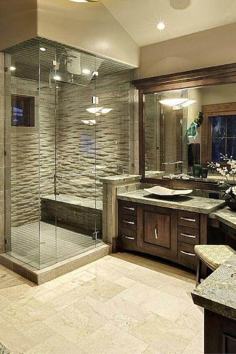 Master Bathroom Ideas with L-Shaped Vanity