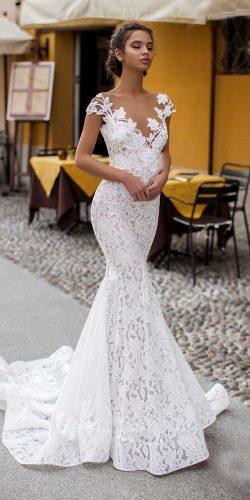 tarik ediz wedding dresses mermaid with cap sleeves illusion neckline floral lace
