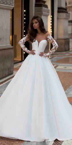 tarik ediz wedding dresses princess with illusion long sleeves sweetheart neckline