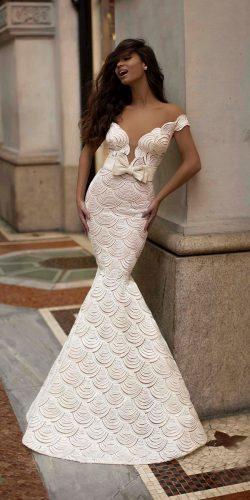 tarik ediz wedding dresses mermaid deep v neckline off the shoulder with bow