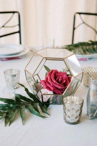 bohemian wedding decorations glass geometry vase with red rose john david weddings