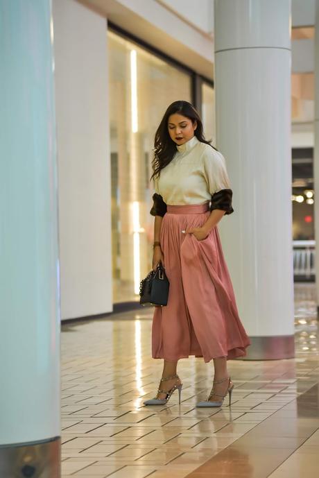 how to wear skirts in winter, dc blogger, fashion, leopard fur coat, j crew skirt. valentino rockstud pumps. street style, fur style, myriad musings, saumya shiohare