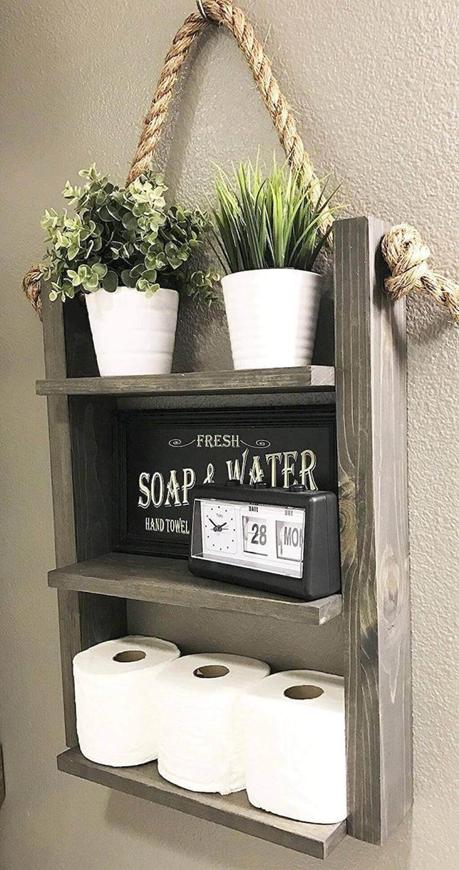 Rustic Bathroom Ideas Little Shelf as Toilet Paper Holder