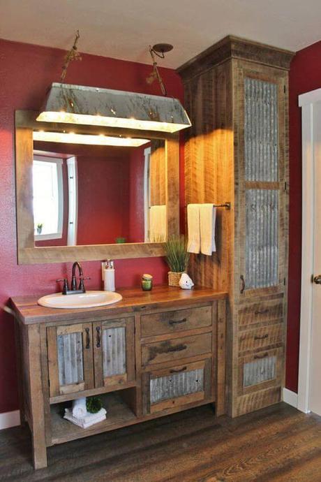 Rustic Bathroom Decor Ideas with Galvanized Metal Cabinet