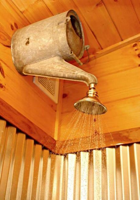 Rustic Bathroom Ideas Watering Can Shower Idea