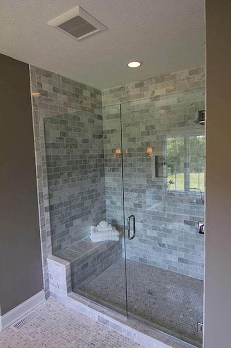 Walk In Shower Tile Ideas Frameless Shower Area with Brick-Style Tile