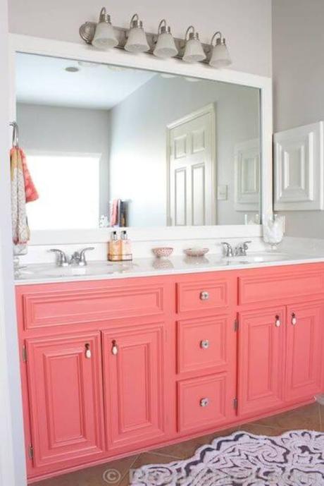Bathroom Color Ideas White Bathroom with Pink Cabinets