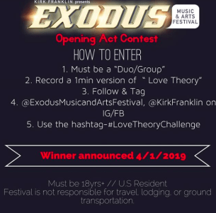 Kirk Franklin 2nd Annual Exodus Festival Going Down May 26th In Texas