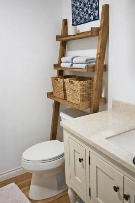 Bathroom Storage Ideas Ladder Organizer on the Toilet