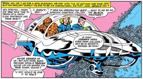 While likening Black Panther to a ‘refugee from a Tarzan movie,’ the Fantastic Four marveled at his technological innovations in ‘Introducing the Sensational Black Panther.’ Fantastic Four #52 