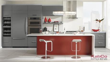 Red Gray Kitchen Cabinet