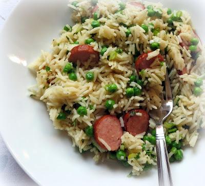 Skillet Sausage, Peas & Rice