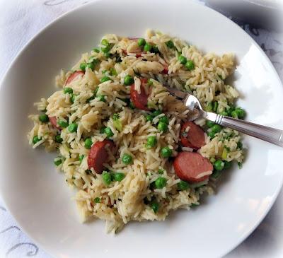 Skillet Sausage, Peas & Rice