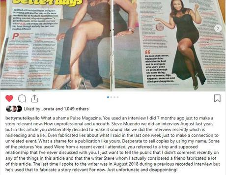 ‘What a shame. Desperate to sell copies by using my name’ Betty Kyalo calls out Steve Muendo and Pulse Magazine