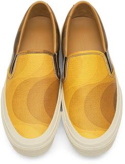 Dries In Color:  Dries Van Noten Yellow & Brown Verner Panton Edition Leather Sneakers