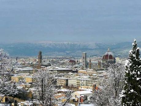 Florence, Italy with snow cover in December