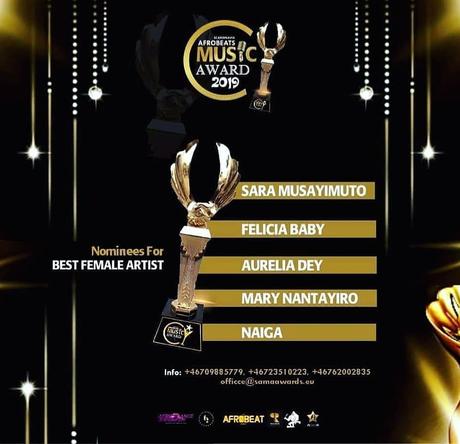 Kenyan top female nominated for the best female afrobeat award in Sweden