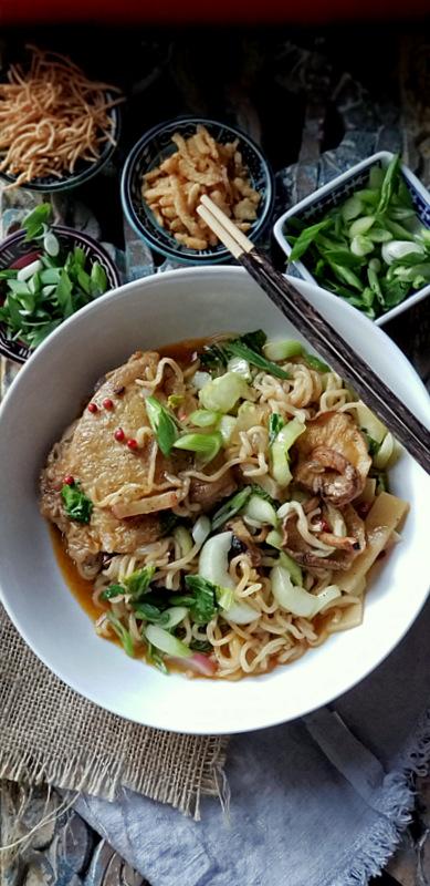 asian chicken and ramen noodles