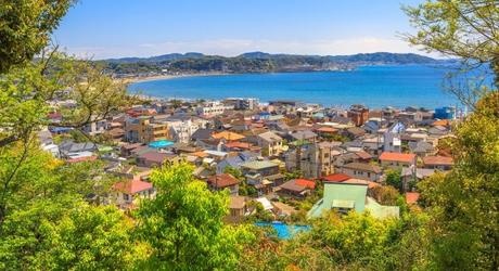 View of Kamakura city and Sagami Bay from Hasedara Temple