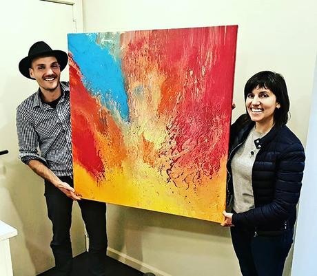 With my friend Elena. Do you want your own? Contact me: info@benheine.com #painting #abstract #abstrait #creative #benheineart #dummy #art #peinture #abstrait #acrylic #acrylicpainting #artist #benheine #belgium #colors #colorful #belgium #belgique