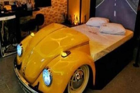 A Bed Made From Old Cars