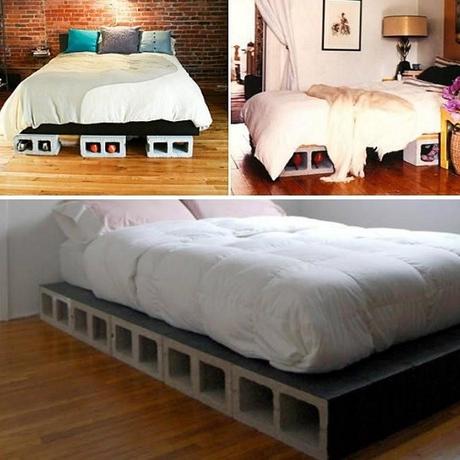 A Bed Made From Cinder Blocks