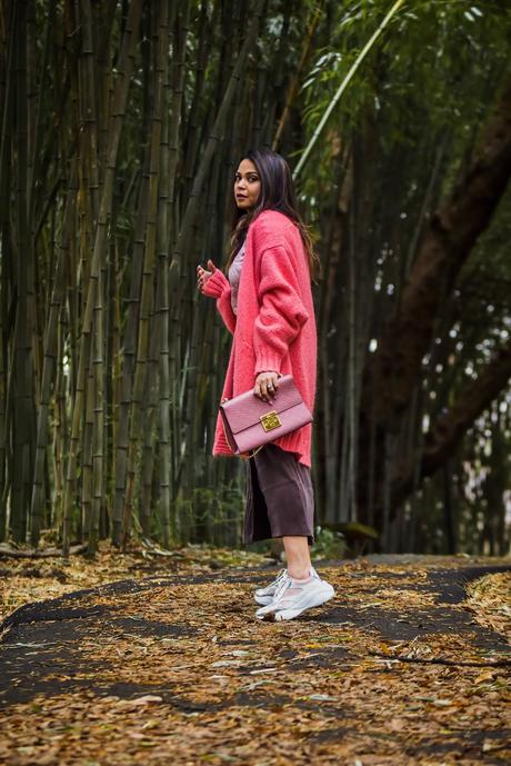 daddy sneakers, slit skirt, & other stories ksirt, street style, fashion, cardigan, saumya shiohare, myriad musings