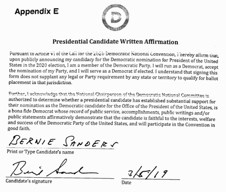 Bernie Signs Party Pledge (But He's Still Not A Democrat)