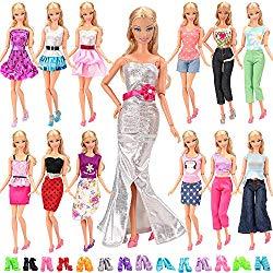 Image: BARWA Lot 20 Items 10 Set Fashion Handmade Clothes Outfit 10 Pairs Shoes for 11.5 Inch Girl Doll