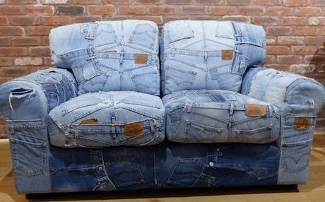 A Sofa Made From Denim Jeans