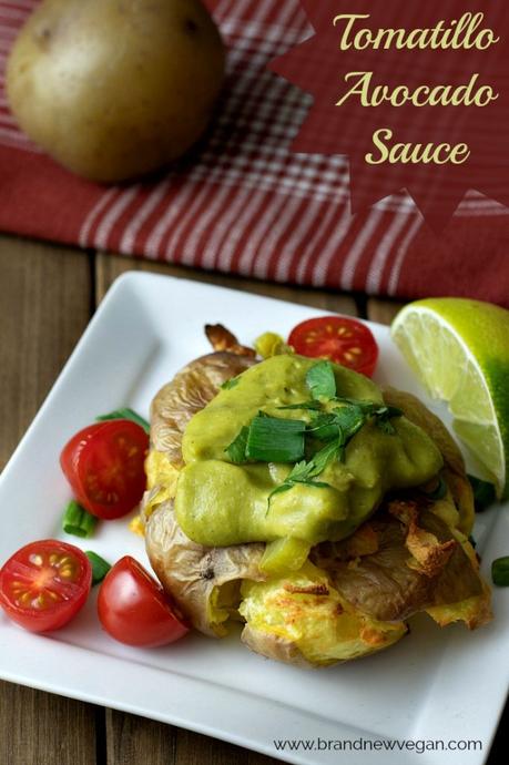 This creamy tomatillo avocado sauce is SO easy to make. I used it on some smashed potatoes today and it was aMAZing! So fresh, so clean, and SO tasty!