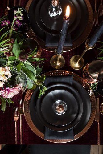 industrial wedding decor black plate Mojica Photography