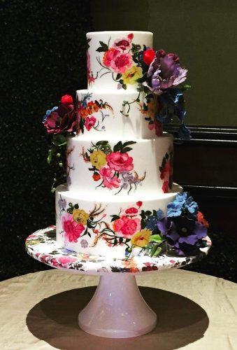 watercolor wedding cakes colorful floral cake aisleaiweddings