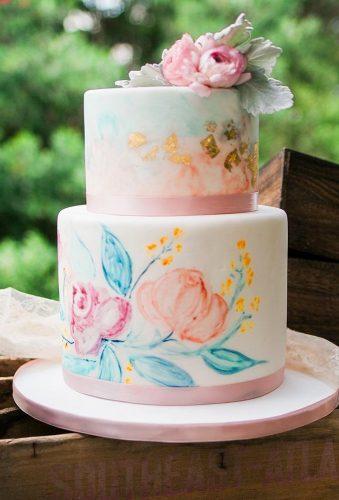 watercolor wedding cakes pastel flower on cake vanessavelezphotography