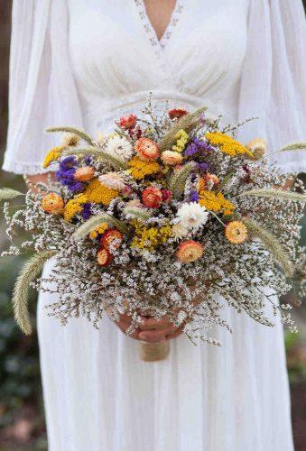 wedding dried flowers bouquets colorful bouquet featherandoak