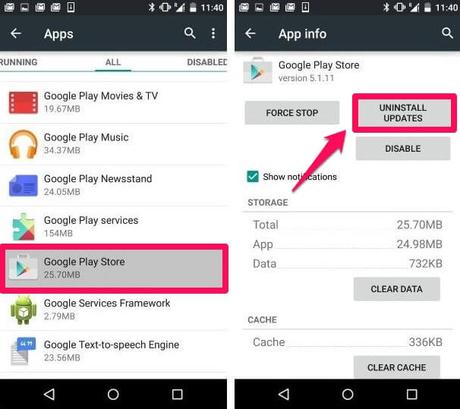 Fix Google Play Store Error 927 when downloading Apps