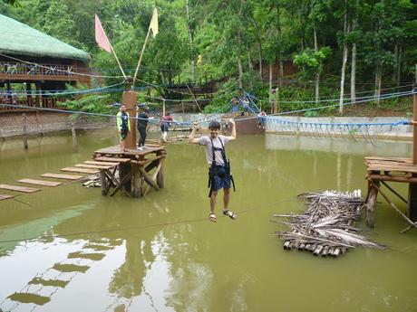 Rope courses above water