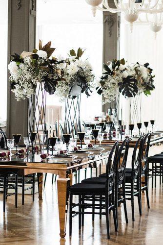 minimalist wedding decor black white reception elegant with tall centerpieces thefamily.pro
