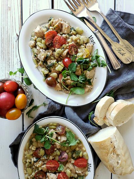 southern creamy garlic butter chicken succotash