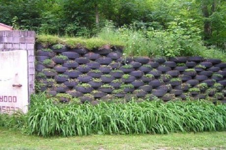 A Fence Made From Rubber Tyres