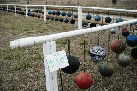 A Fence Made From Bowling Balls