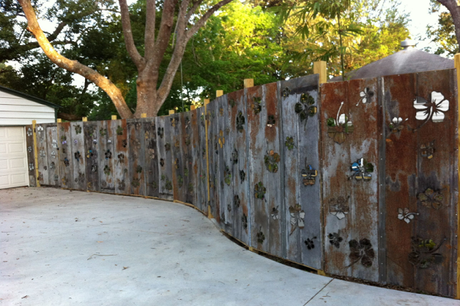 A Fence Made From Tin Roofing